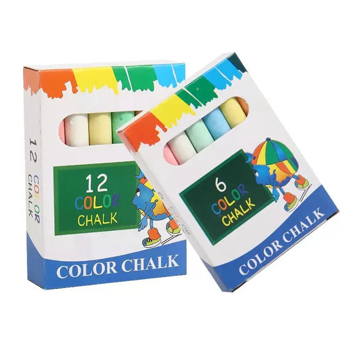 12 PCS Dustless Chalk Colored / White Non-Toxic Dust-Free Vibrant Blackboard Kids Teachers Office School Supplies Stationery