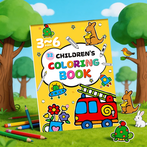 Fun Coloring Book with Colored Pens, Children's Coloring Book, 32 Cartoon Patterns, Including Colored Case Studies
