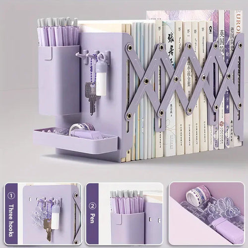 Scalable Folding Storage Desk Organizer Pen Holder Bookshelf Office Accessories Books School Supplies