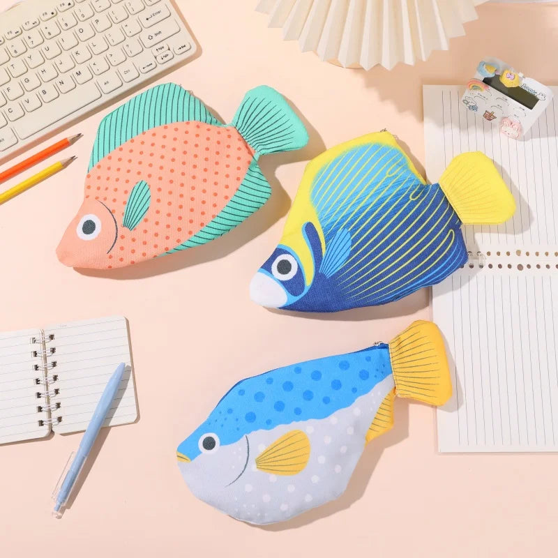 Back-To-School Supplies, Large-Capacity Pencil Case, Creative and Interesting Pen Bag, Pufferfish, Deep-Sea Fish Cartoon Animal Stationery Box, Multi-Functional Storage Bag, Toiletry Bag