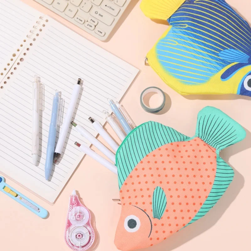 Back-To-School Supplies, Large-Capacity Pencil Case, Creative and Interesting Pen Bag, Pufferfish, Deep-Sea Fish Cartoon Animal Stationery Box, Multi-Functional Storage Bag, Toiletry Bag