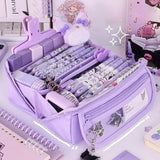 Sparkling Prismatic Pencil Case Large Capacity Cute School Supplies Multi-Compartment Organizer‌