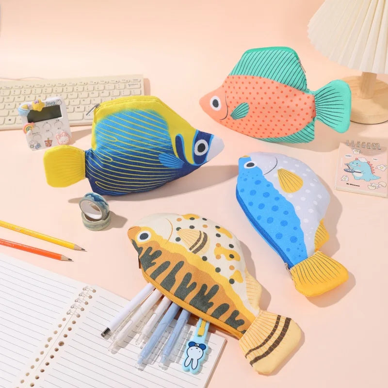 Back-To-School Supplies, Large-Capacity Pencil Case, Creative and Interesting Pen Bag, Pufferfish, Deep-Sea Fish Cartoon Animal Stationery Box, Multi-Functional Storage Bag, Toiletry Bag